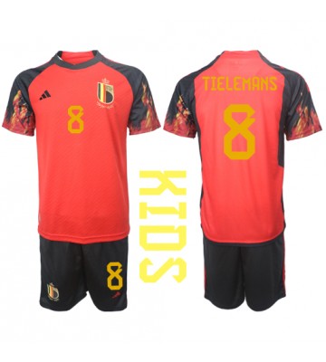 Belgien Youri Tielemans #8 Hjemmebanesæt Børn VM 2022 Kort ærmer (+ korte bukser)